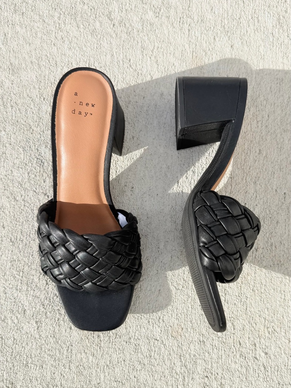 Black slip on heels mules women’s 8